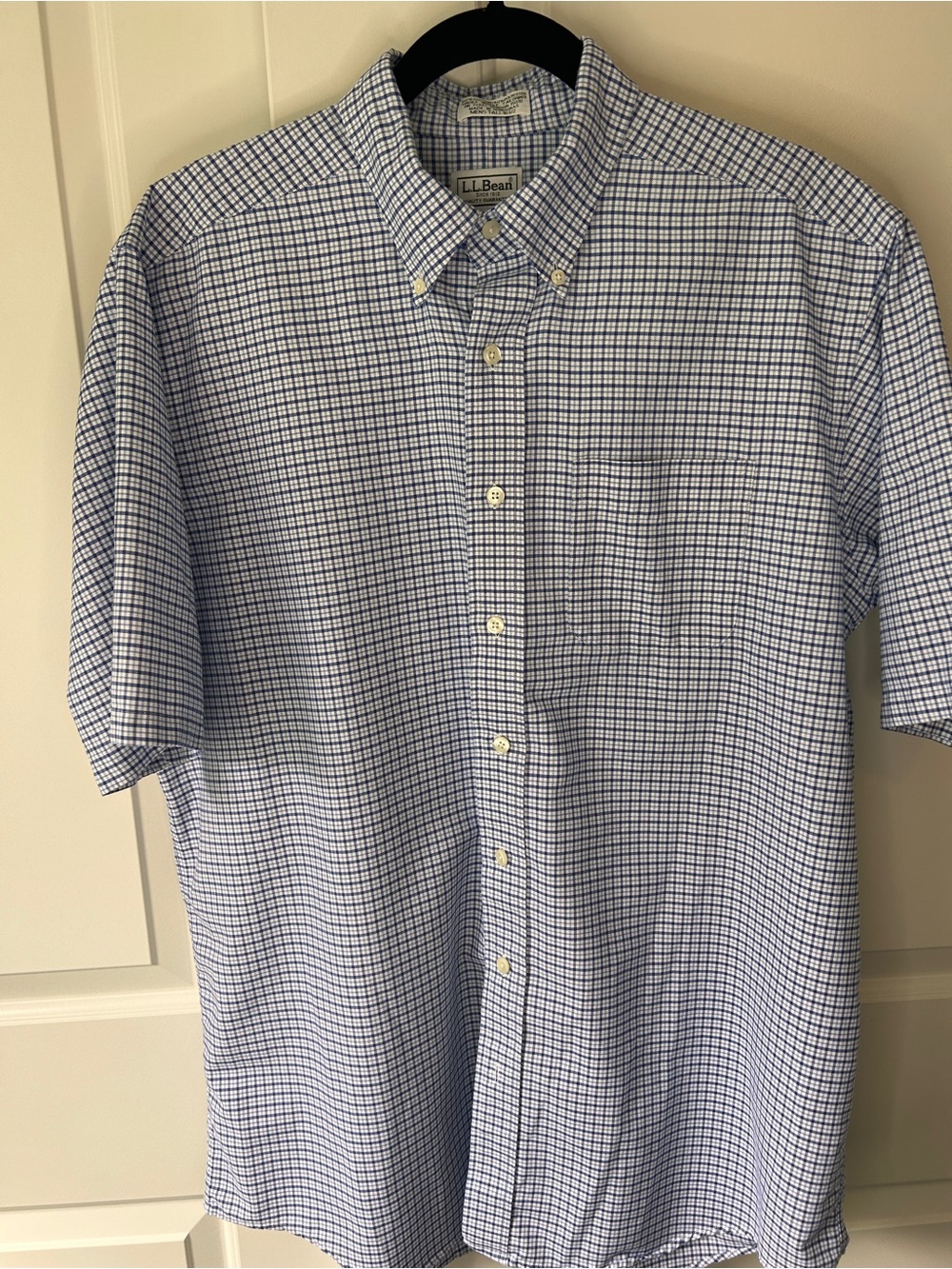 L.L. Bean Men’s Blue Check Button-Down Shirt Men’s Tall 16.5